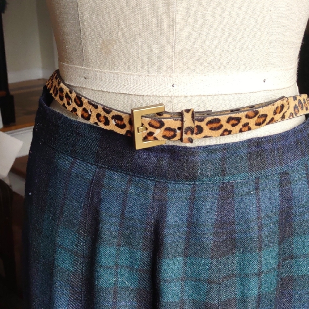 J. Crew Leopard Pattern Belt with Gold Buckle